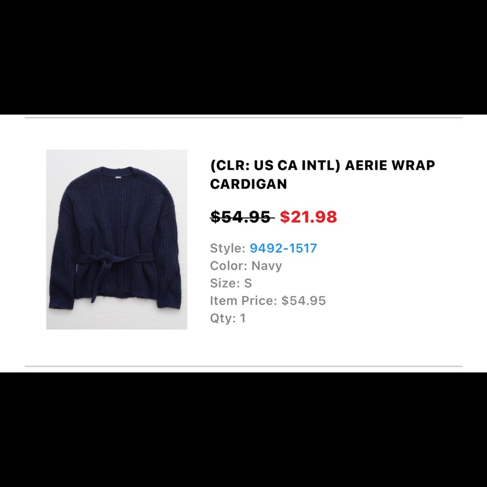 American Eagle Crop Cardigan Women’s Small Navy